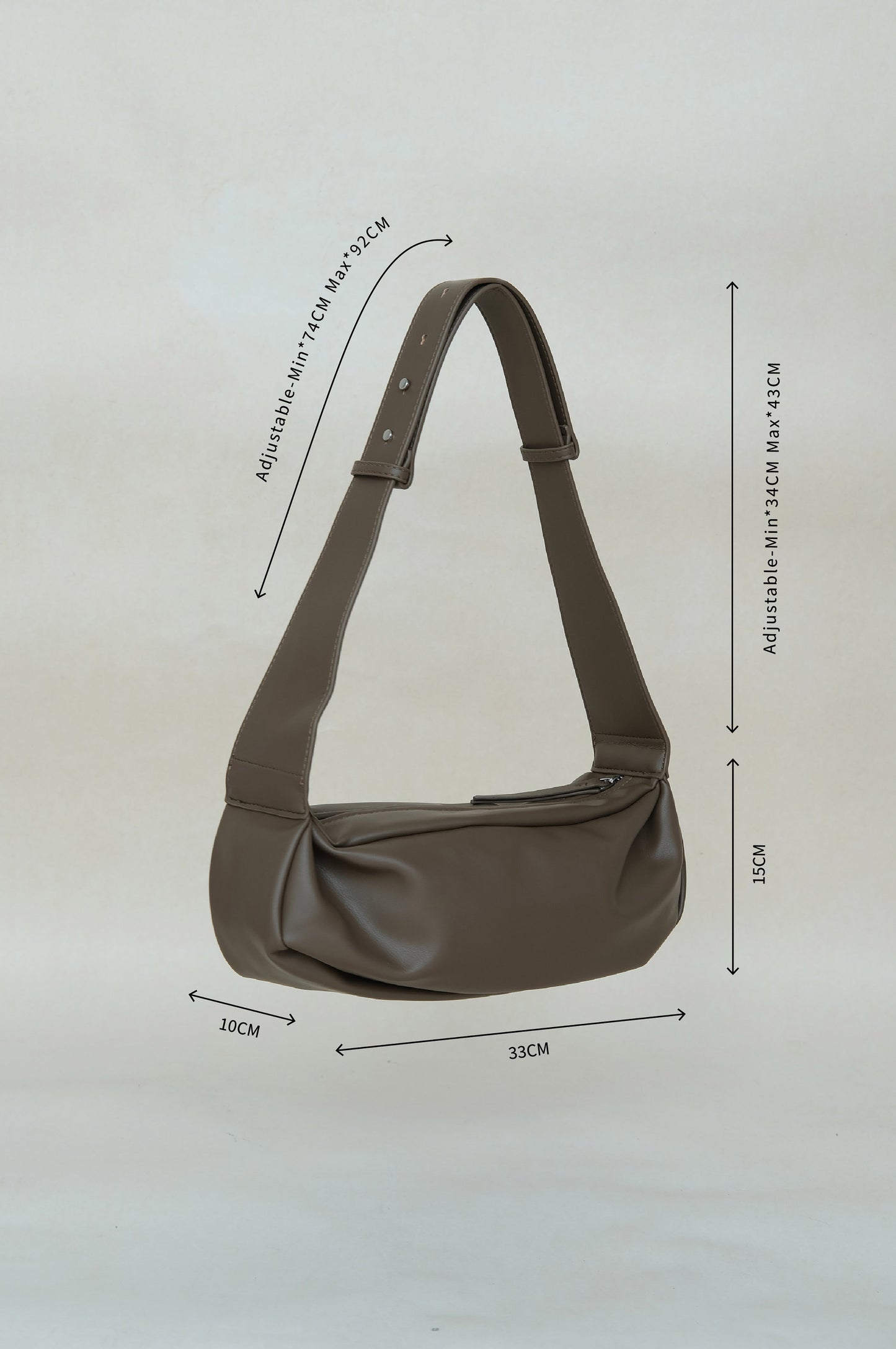 PU Soft Leather Pillow Bag in Mud Color