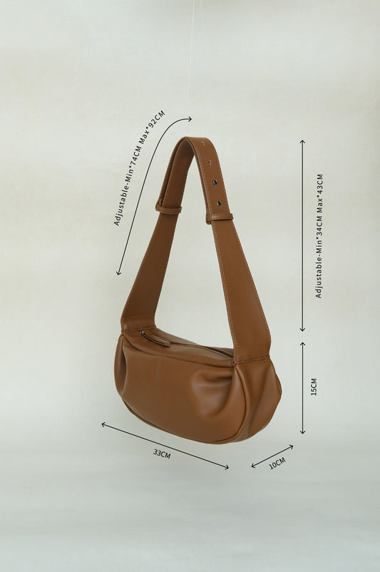 PU Soft Leather Pillow Bag in Brown