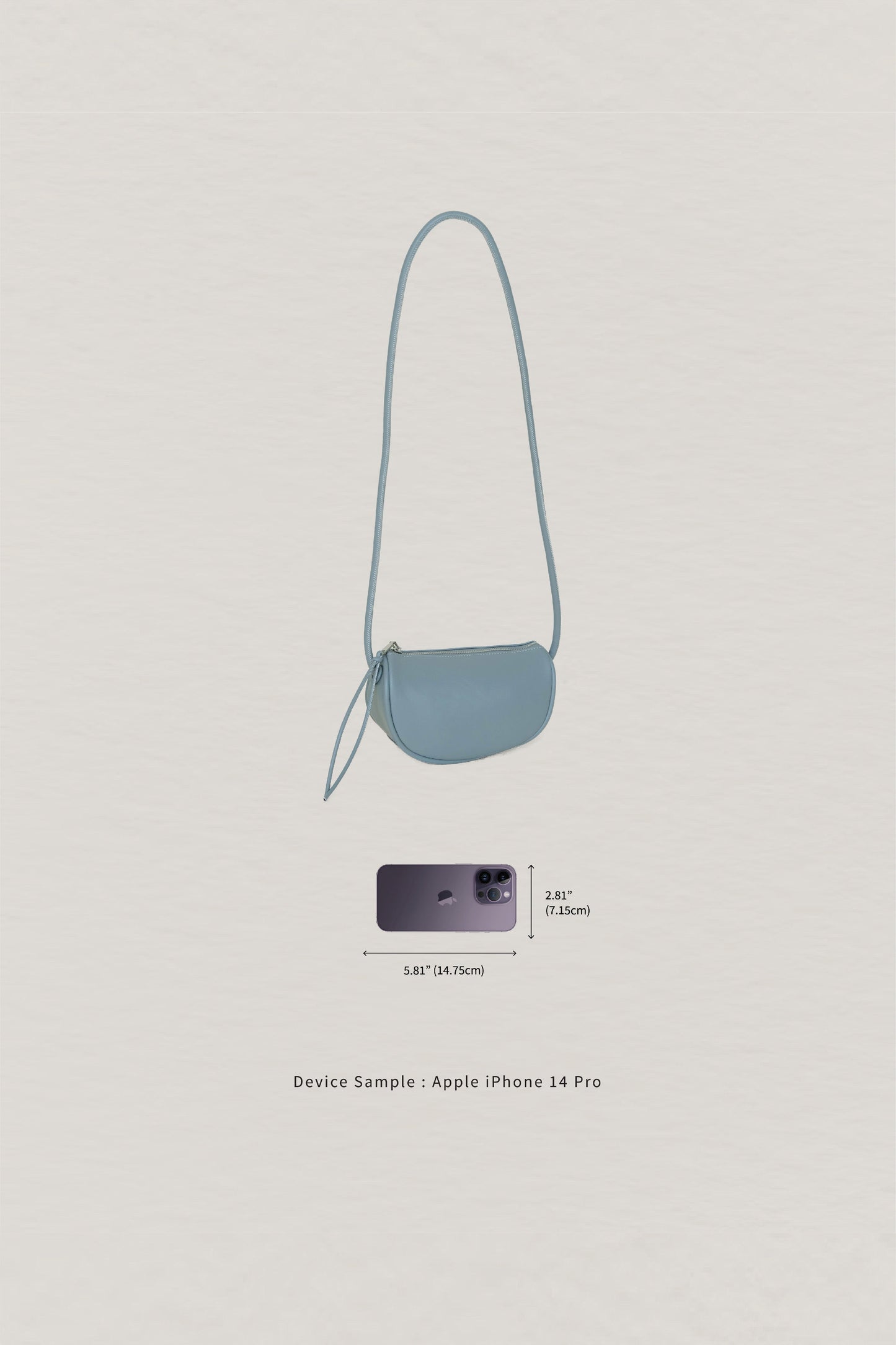 Half-moon Saddle Shoulder Bag in Grey Blue