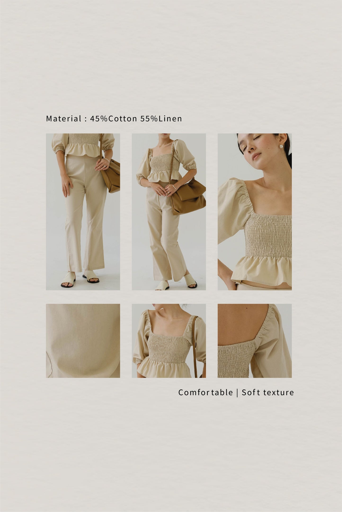 Square Neck Puff Sleeve Top In Almond White