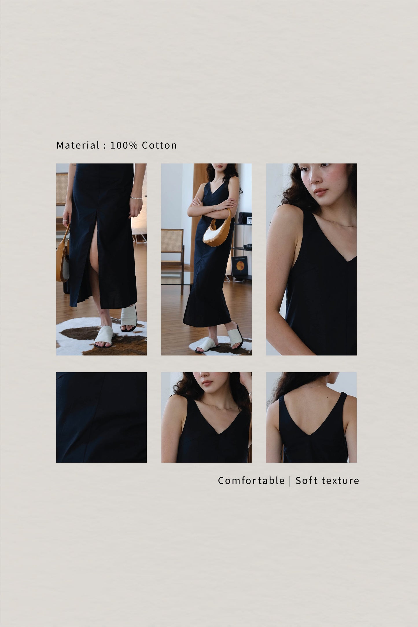 V-neck Open Back Sleeveless Dress in Classic Black