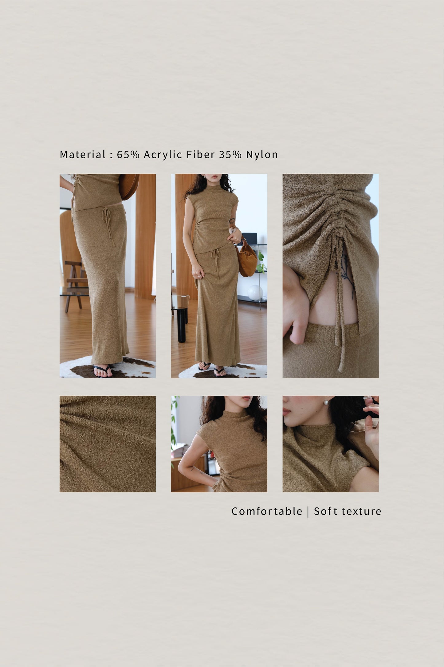 Woolen Short T-shirt in Brown