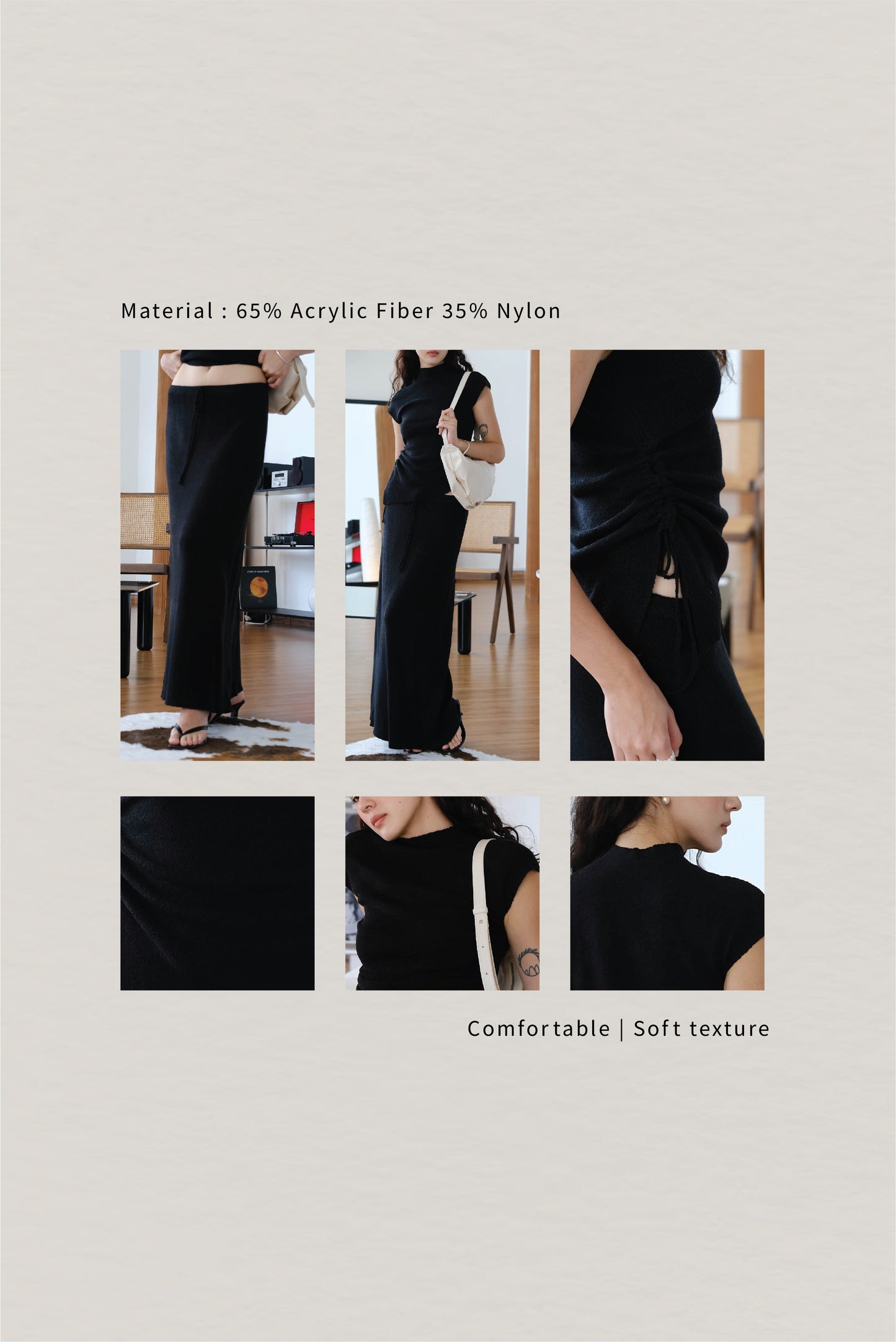 Woolen Short T-shirt In Classic Black