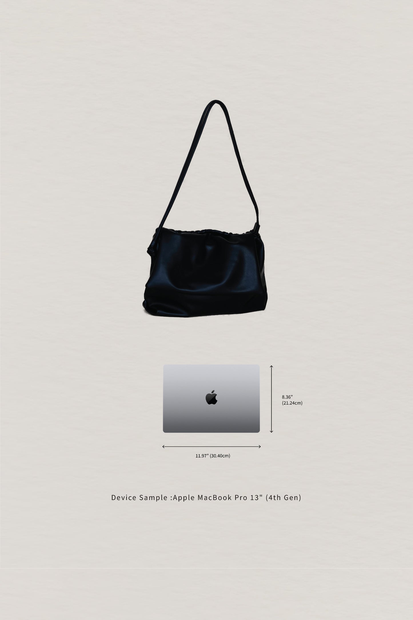 Drawstring Pleated Large Capacity Shoulder Bag in Classic Black